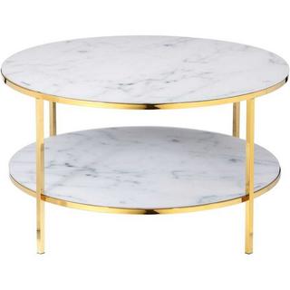 mutoni Table basse 2 plateaux blanc or rond 80x80  