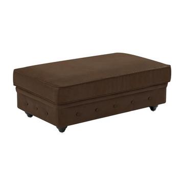 Pouf coffre de rangement en microfibre aspect cuir vieilli CHESTERFIELD