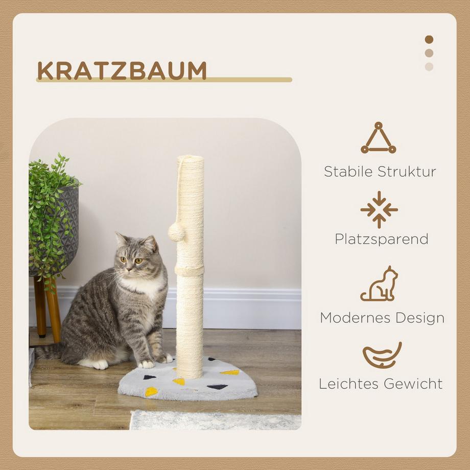 Northio  Arbre À Chat Arbre À Chat En Jute De 62 Cm Avec Boule À Gratter, En Gris Clair + Beige, Idéal Pour Une Utilisation En Intérieur, Pour Chats 