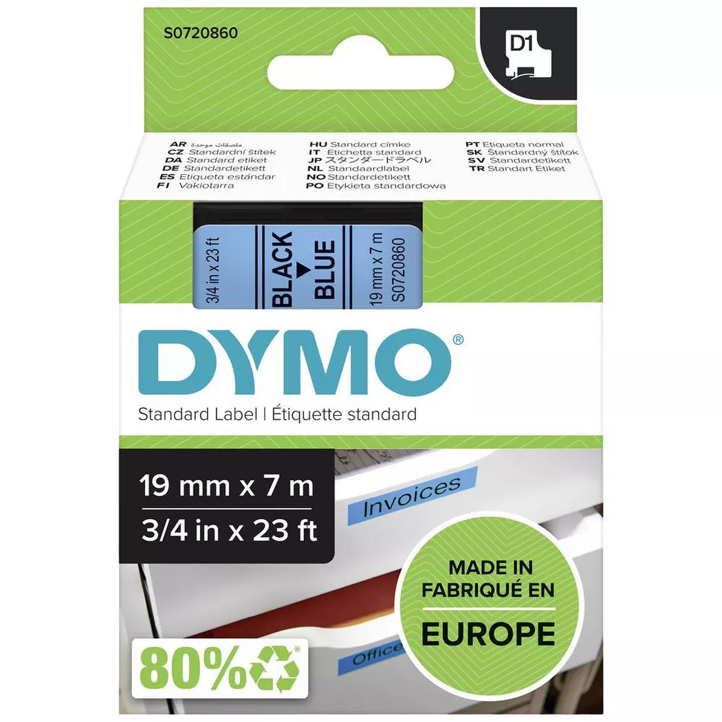 Dymo Etikettenband Dymo D1 19mm/7m schwarz/blau