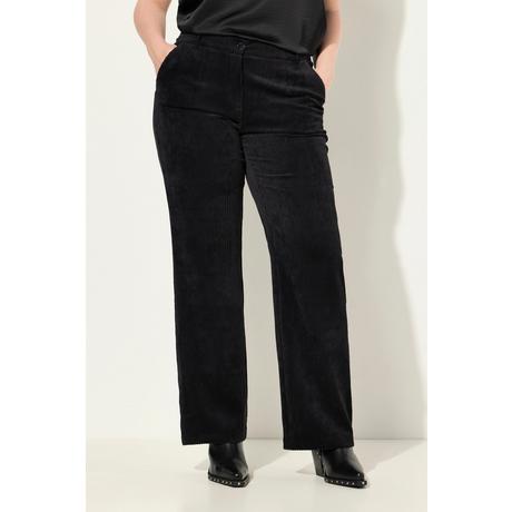 Ulla Popken  Pantaloni eleganti modello Mary in velluto a coste con gamba ampia e cintura comfort 