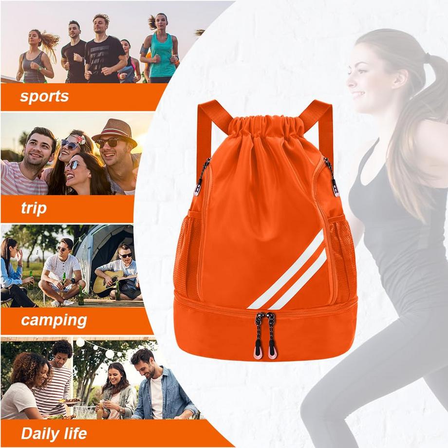 Only-bags.store Sac à dos sport à cordon de serrage grande capacité  