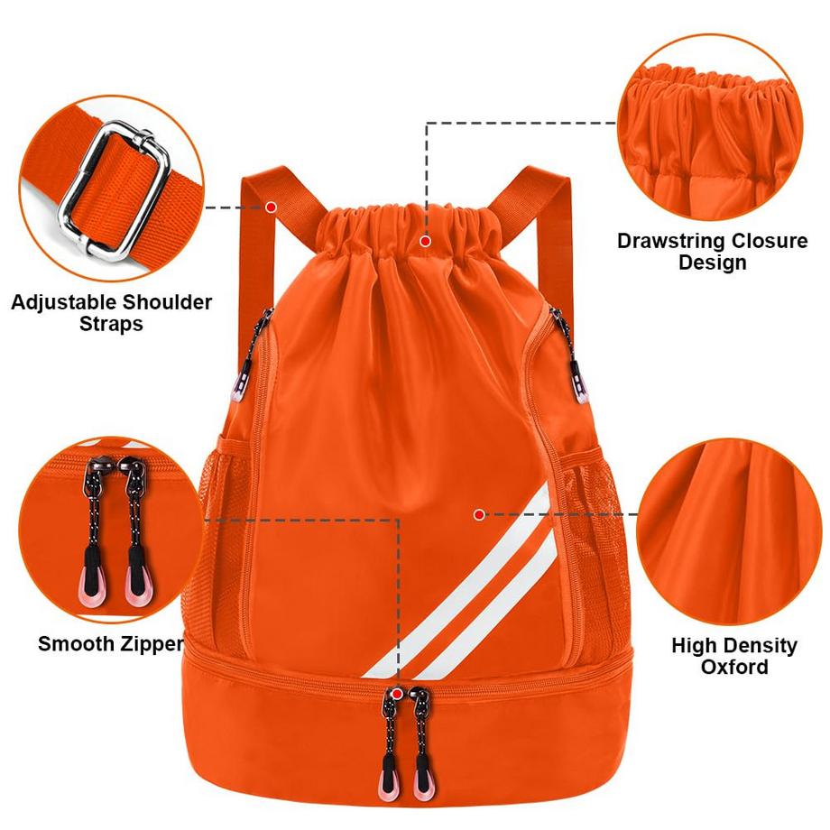 Only-bags.store Sac à dos sport à cordon de serrage grande capacité  