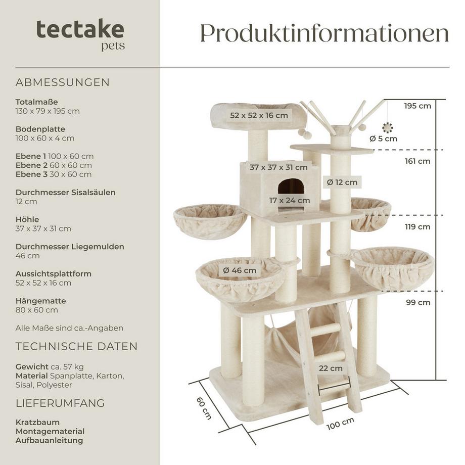 Tectake  Kratzbaum Gismo 195 cm Sisal 