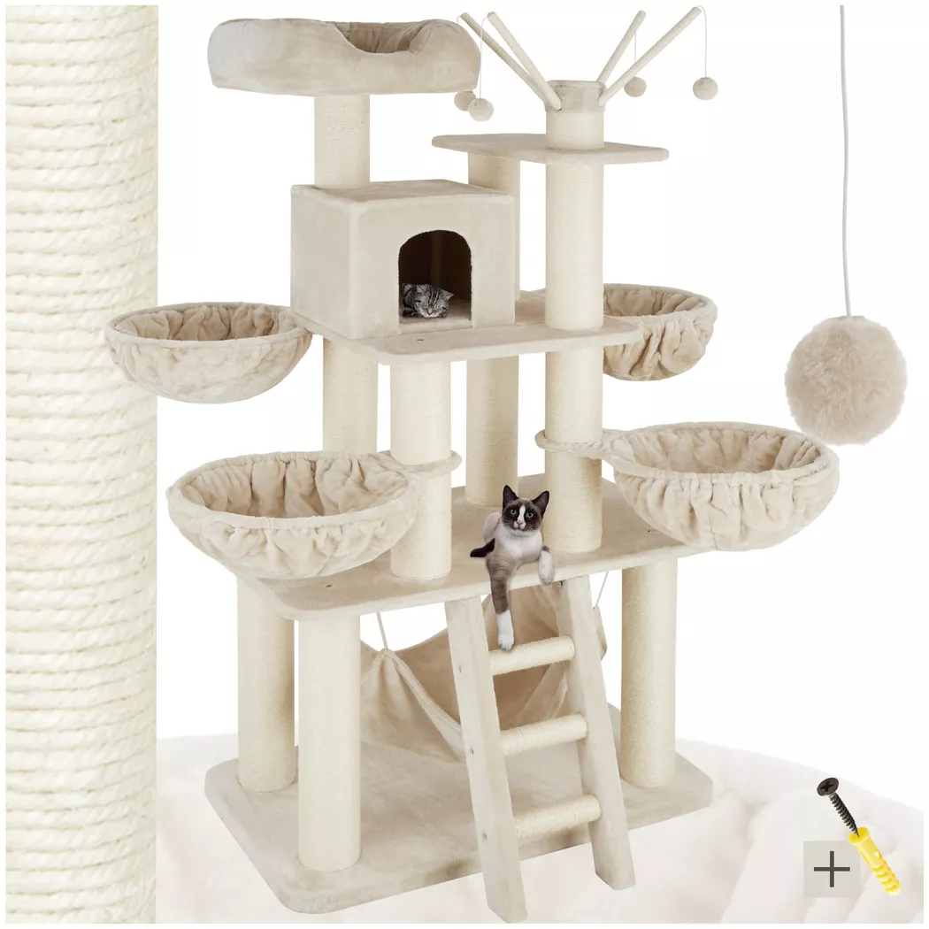 Tectake - Kratzbaum Gismo 195 cm Sisal, 130 cm, Light Beige