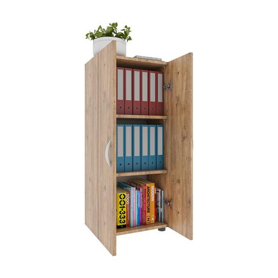 Büroschrank mit 3 Fächern | moderner Aktenschrank mit Drehtüren | Maße ca. H. 108 x B. 49 x T. 34 cm – Ulas 3-Fach