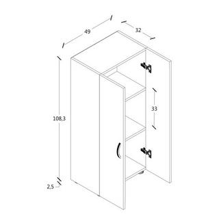VCM Büroschrank mit 3 Fächern | moderner Aktenschrank mit Drehtüren | Maße ca. H. 108 x B. 49 x T. 34 cm – Ulas 3-Fach  