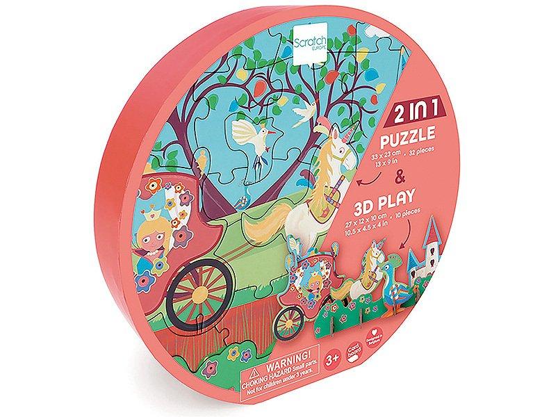 Scratch  Puzzle 2in1 Spielpuzzle 3D Prinzessin (32Teile) 
