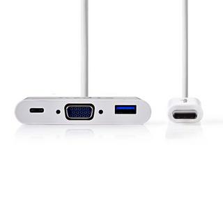 Nedis  Adaptateur multiport USB | USB 3.1 | USB-C™ mâle | USB-A femelle / USB-C™ femelle / VGA femelle 15p | 5 Gbps | 0.20 m | Rond | Nickelé | PVC | Blanc | Blister 