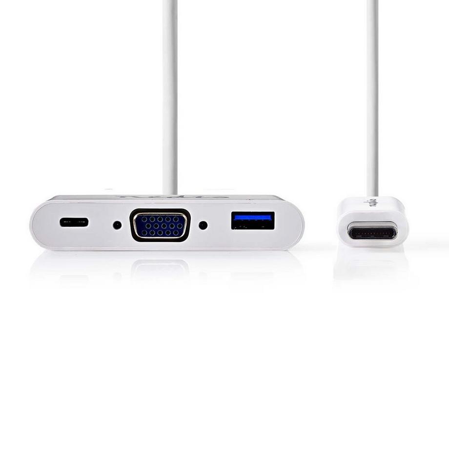 Nedis  USB-Multi-Port-Adapter | USB 3.1 | USB-C™ Stecker | USB-A Buchse / USB-C™ Buchse / VGA Buchse 15p | 5 Gbps | 0,20 m | Rund | Vernickelt | PVC | Weiß | Blister 