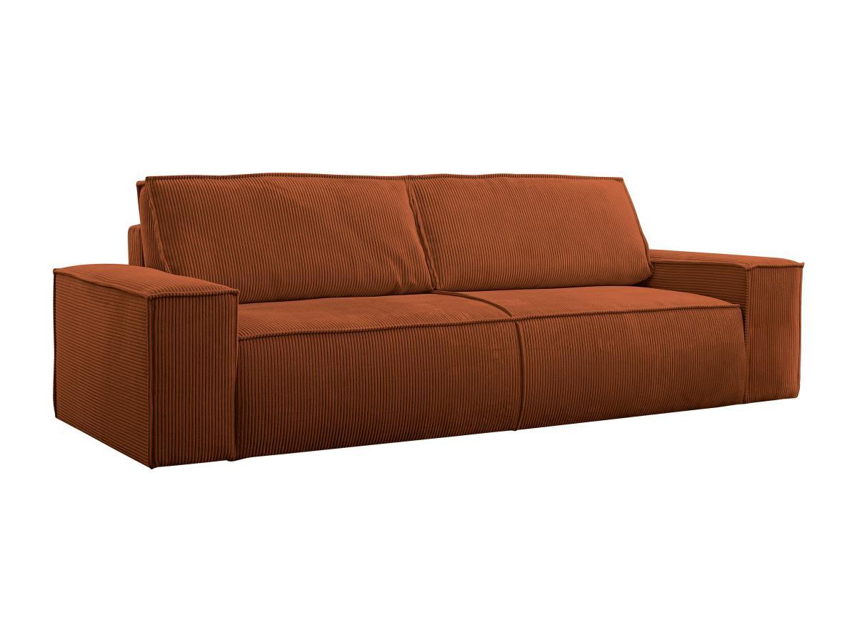 PASCAL MORABITO Canapé 4 places convertible en velours côtelé terracotta AMELIA  