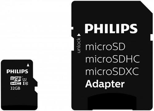 PHILIPS  Class 10 Micro SDHC UHS-I 32 GB Speicherkarte mit Micro SD Adapter Schwarz 