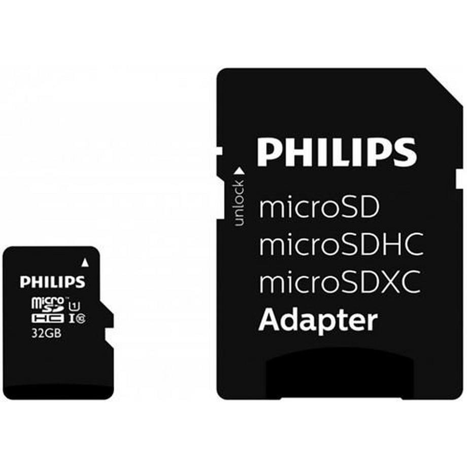 PHILIPS  Class 10 Micro SDHC UHS-I 32 GB Speicherkarte mit Micro SD Adapter Schwarz 