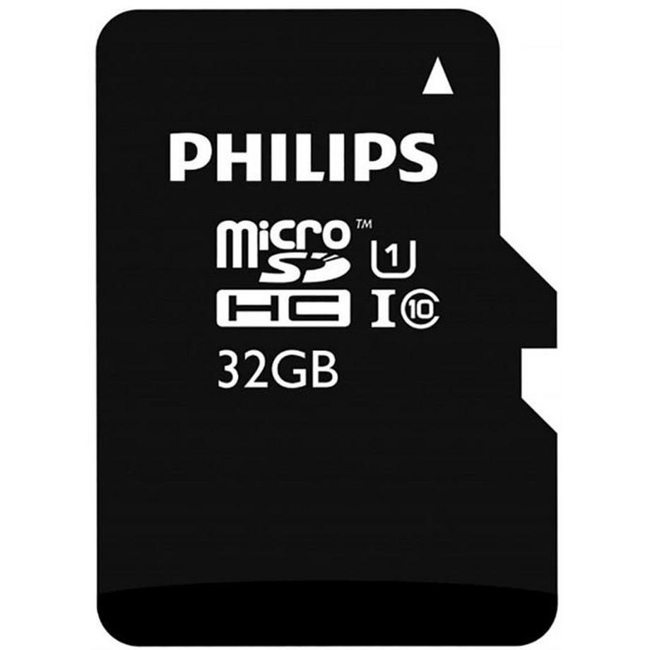 PHILIPS  Class 10 Micro SDHC UHS-I 32 GB Speicherkarte mit Micro SD Adapter Schwarz 