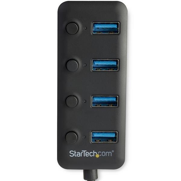 STARTECH  Hub USB 3.0 a 4 porte - 4x USB-A con Swith On/Off Individuale 