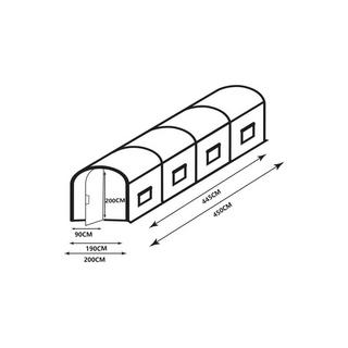 Vente-unique Foliengewächshaus Folientunnel mit Tür - 9 m² - 450 x 200 x 200 cm - Verzinkter Stahl - ALOCASIA  