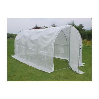 Vente-unique Foliengewächshaus Folientunnel mit Tür - 9 m² - 450 x 200 x 200 cm - Verzinkter Stahl - ALOCASIA  