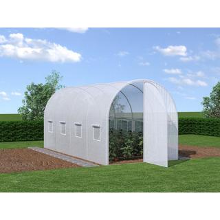 Vente-unique Foliengewächshaus Folientunnel mit Tür - 9 m² - 450 x 200 x 200 cm - Verzinkter Stahl - ALOCASIA  
