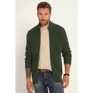 JP1880  Cardigan in maglia grossa a costine con collo alto e zip 