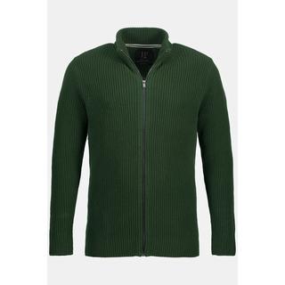 JP1880  Cardigan in maglia grossa a costine con collo alto e zip 