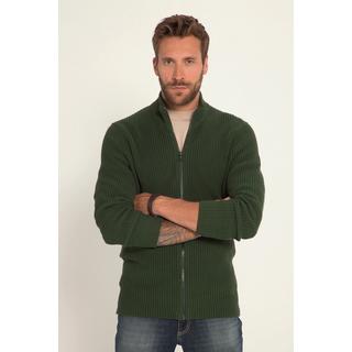 JP1880  Cardigan in maglia grossa a costine con collo alto e zip 