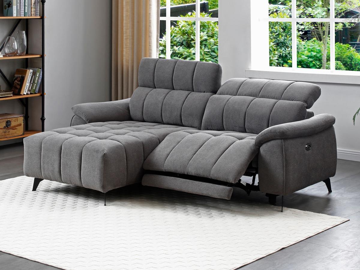 Vente-unique Eckrelaxsofa elektrisch - Ecke links - Strukturstoff - Grau - CELTIMO  