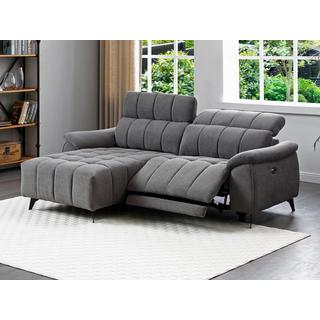 Vente-unique Eckrelaxsofa elektrisch - Ecke links - Strukturstoff - Grau - CELTIMO  