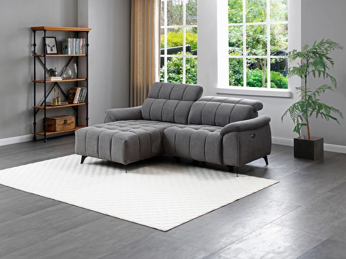 Vente-unique Eckrelaxsofa elektrisch - Ecke links - Strukturstoff - Grau - CELTIMO  