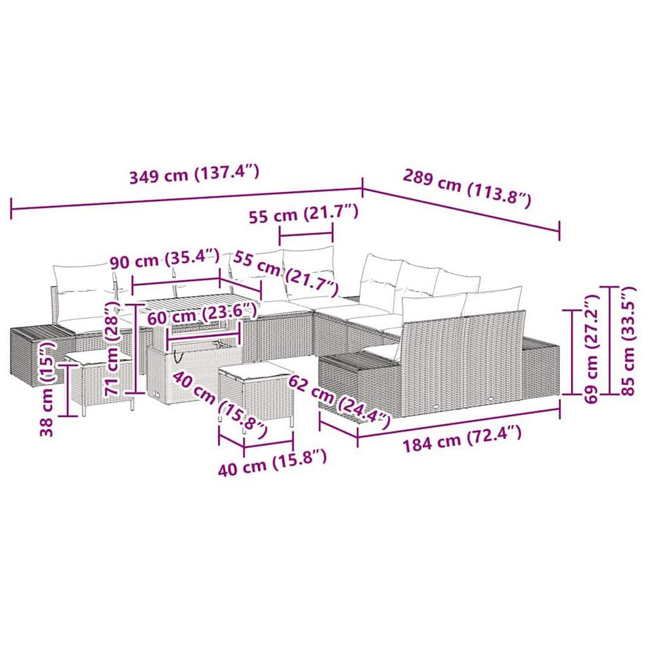 VidaXL Gartenmöbel poly-rattan  