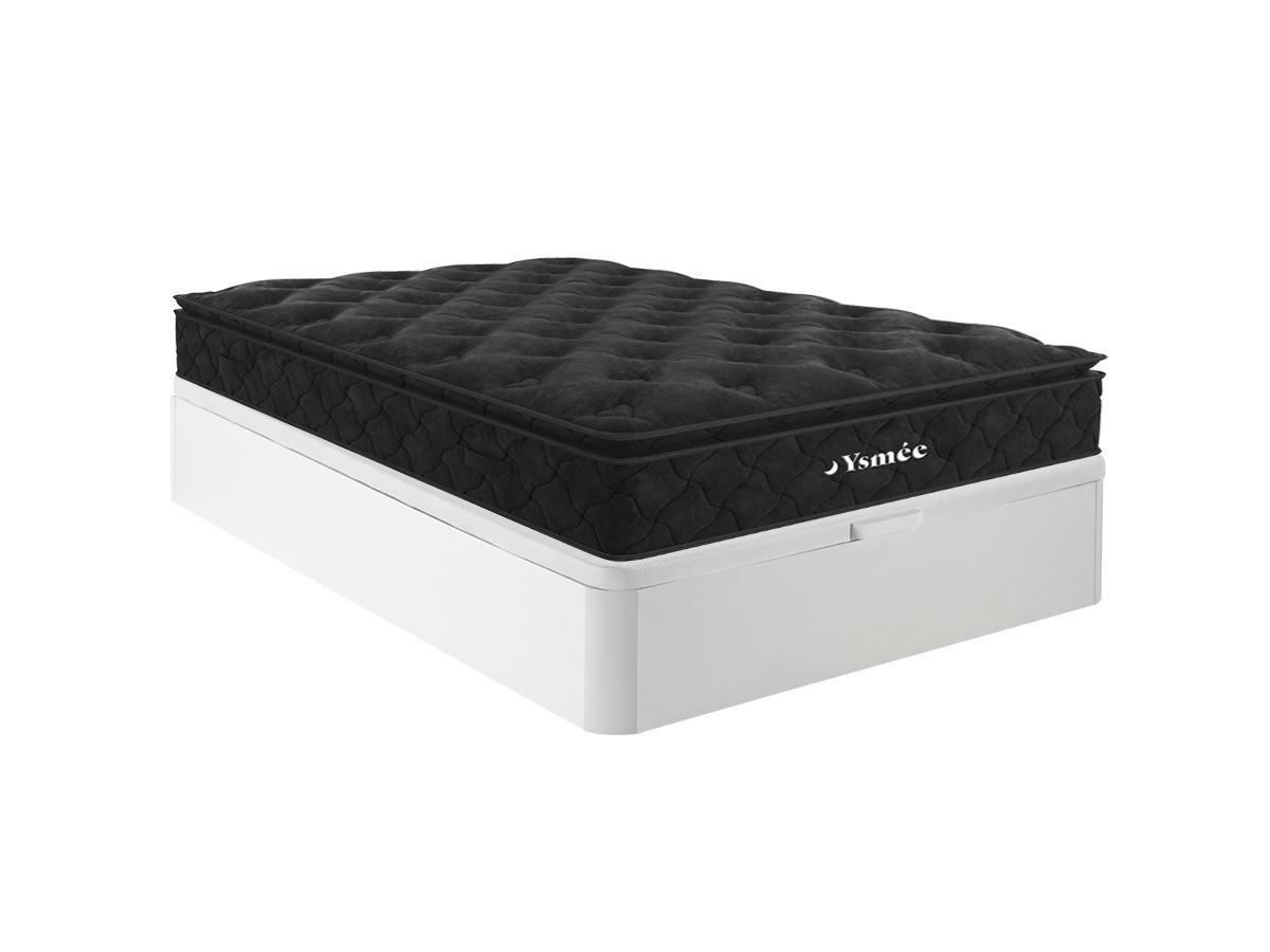 Ysmée Ensemble 160 x 200 cm sommier coffre blanc + matelas ressorts ensachés surmatelas intégré ép.28cm - BLACK DREAM de YSMÉE  