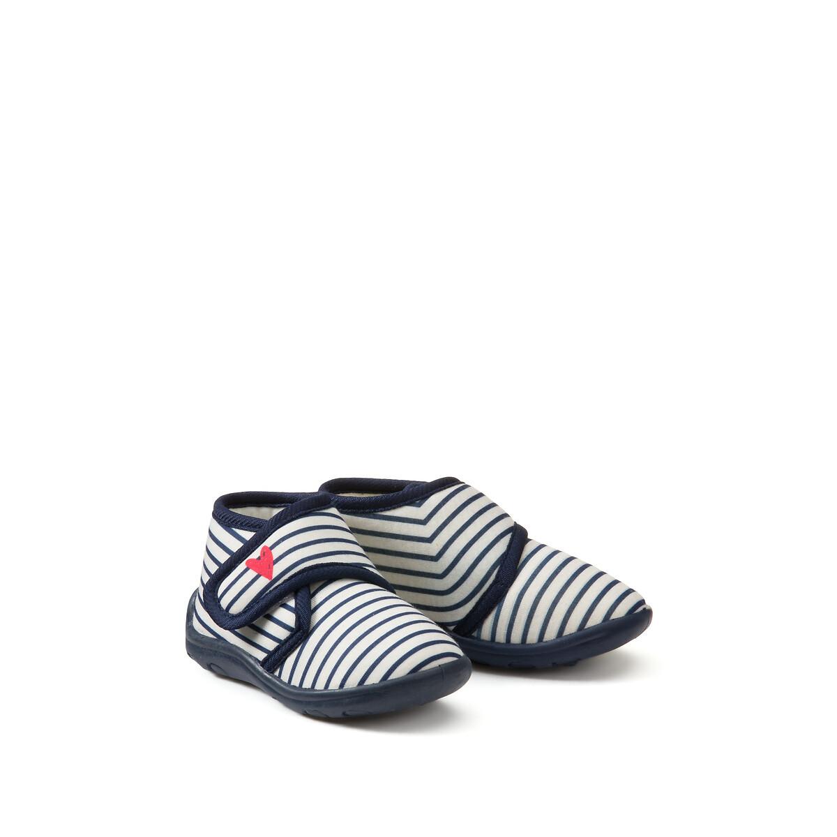 Image of Gestreifte Hausschuhe Mit Klettverschluss Damen Beige 20