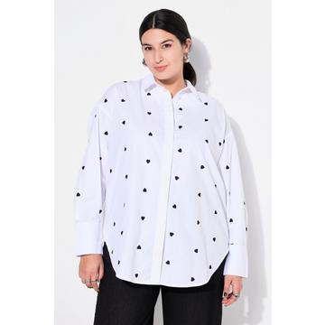 Camicia dal taglio oversize con cuore ricamato, collo da camicia e maniche lunghe