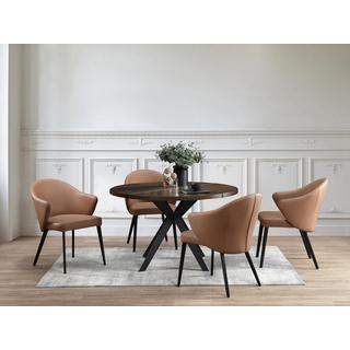 Maison Céphy Lot de 2 chaises avec accoudoirs en cuir et acier noir - Camel - MIBELLY de Maison Céphy  