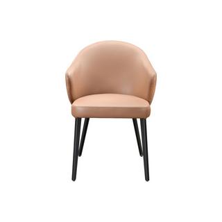 Maison Céphy Lot de 2 chaises avec accoudoirs en cuir et acier noir - Camel - MIBELLY de Maison Céphy  