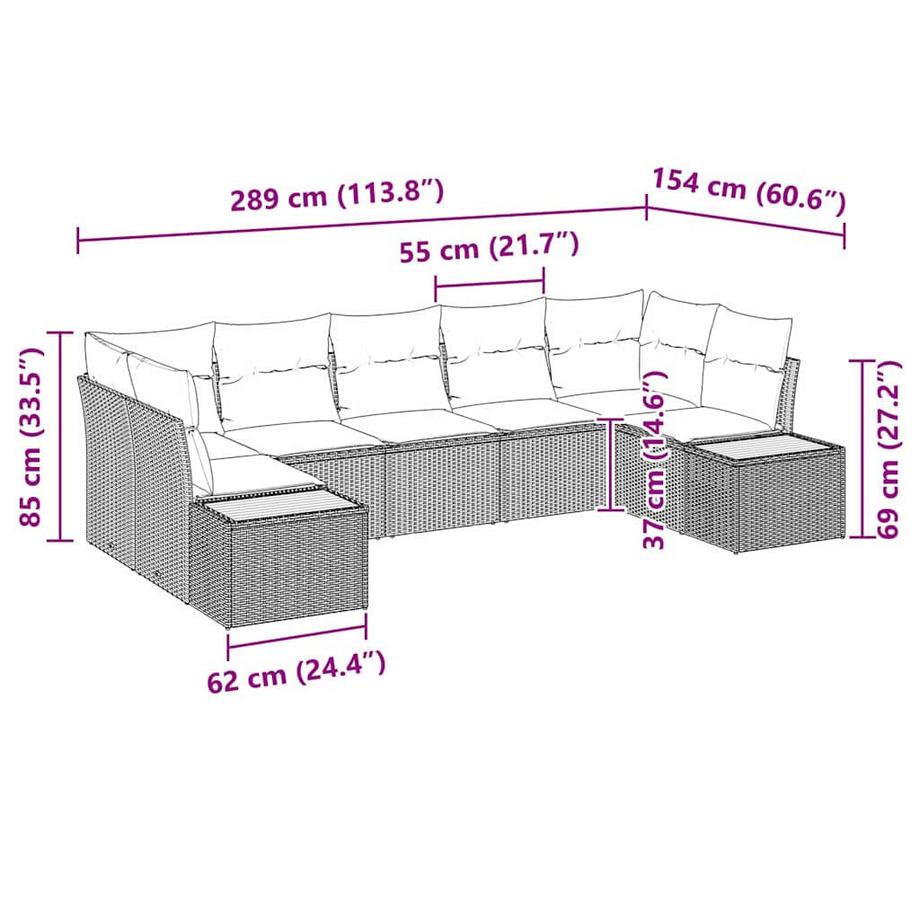 VidaXL Ensemble de canapé de jardin poly rattan  