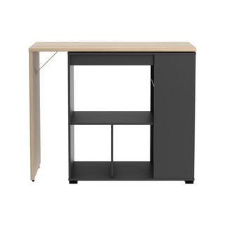 Vente-unique Meuble de bar pivotant avec rangements - Naturel et anthracite - SATURNE  