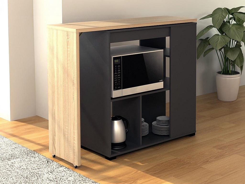 Vente-unique Mobile da bar girevole con vani Naturale e Antracite - SATURNE  