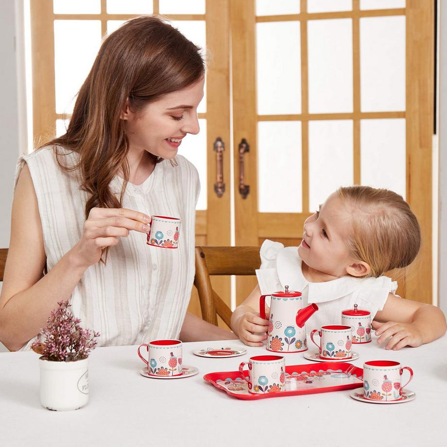 Activity-board  Teeservice Kinderteeservice Puppen Kaffeeservice Spielküche Geschirr Spielzeug Teeparty Rollenspiel für Kinder 