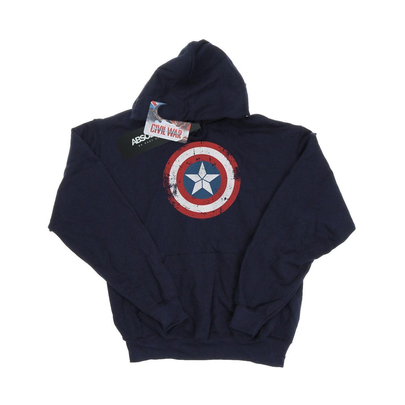 Image of Captain America Civil War Distressed Shield Kapuzenpullover Damen Marine L