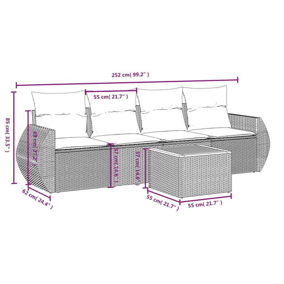 VidaXL Ensemble de canapés de jardin rotin synthétique  