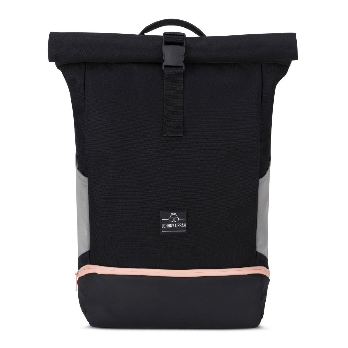 Johnny Urban Allen - Rolltop Rucksack L Schwarz-Rosa  