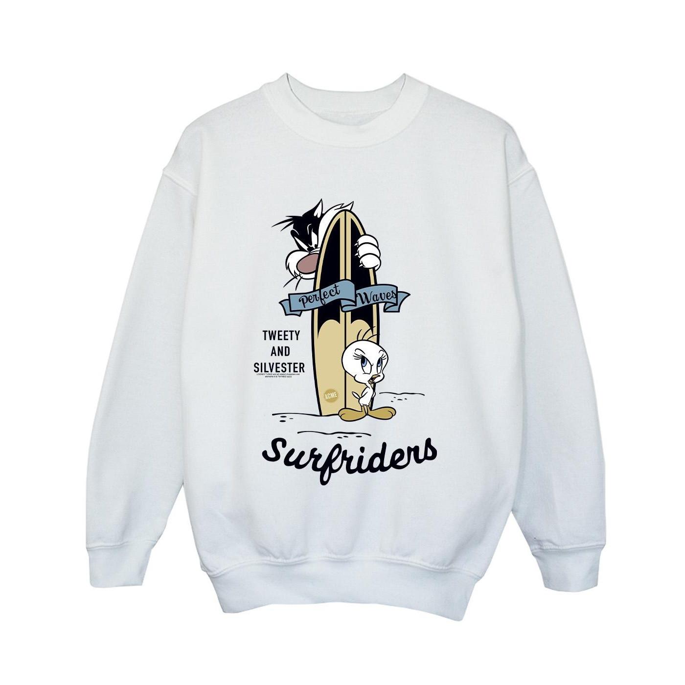 Image of Tweety And Sylvester Perfect Waves Sweatshirt Jungen Weiss 152-158