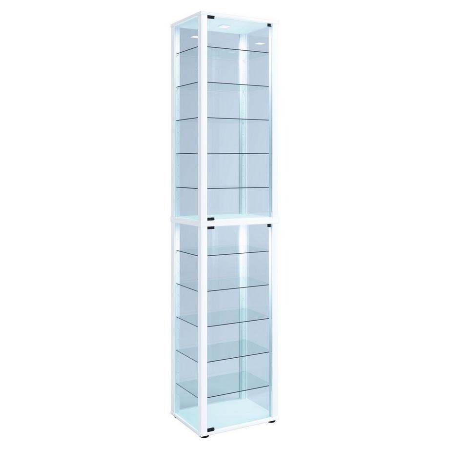 VCM Glasvitrine stehend | Vitrine Glas mit ESG-Sicherheitsglas | Maße ca. H. 227 x B. 50 x T. 38 cm | Standvitrine Glas | Modern und platzsparend | Glas  