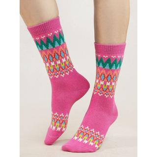 BLEU FORET  Chaussettes cachemire jacquard 