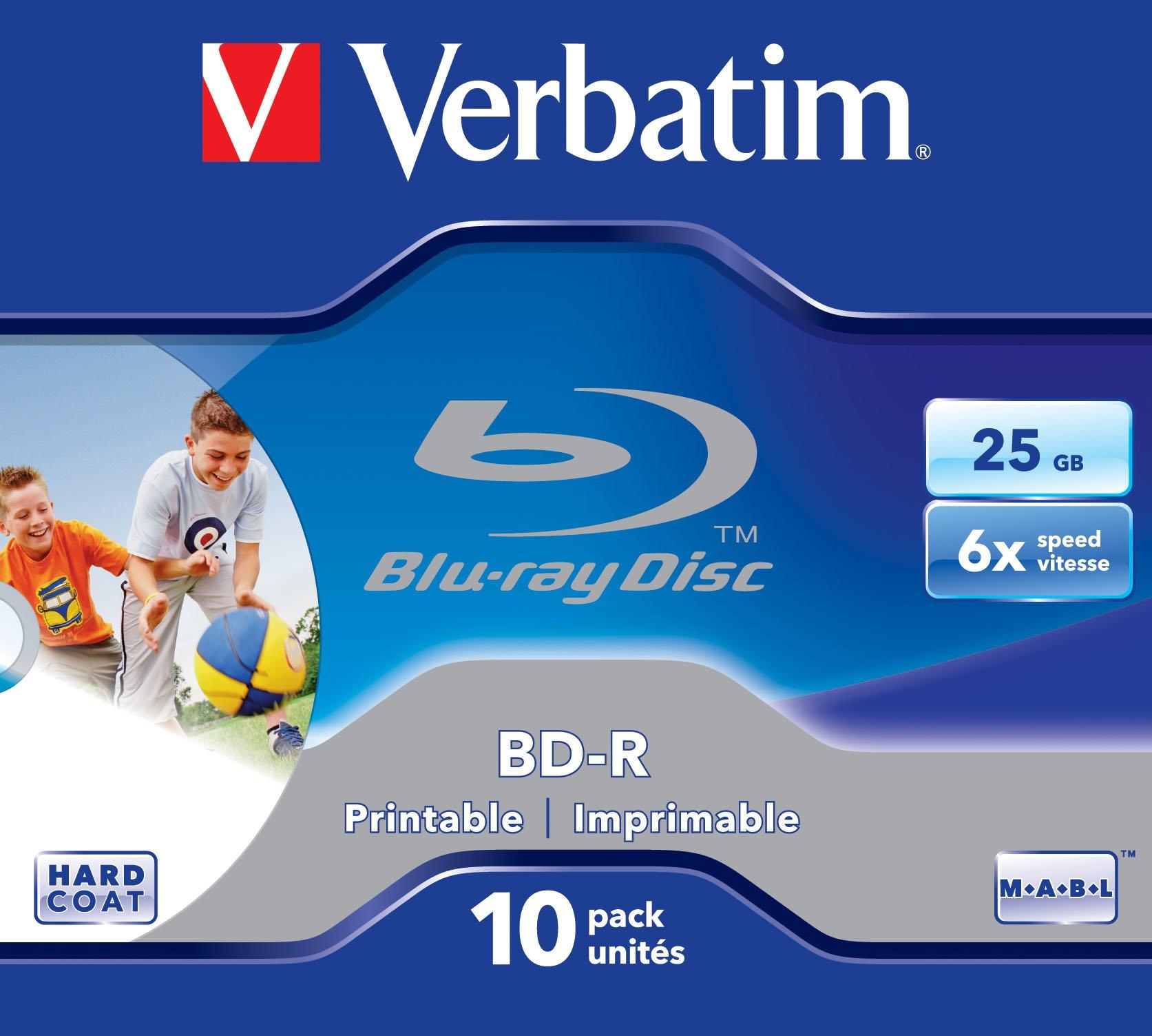 Verbatim  Verbatim BD-R SL 25GB 6x Printable 10 Pack Jewel Case 25 Go 10 pièce(s) 