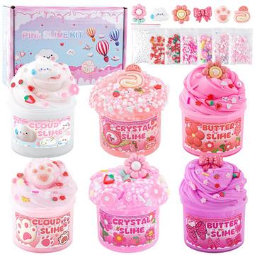 Set de Slime  dégradé contenant Fluffy Cloud Slime, Clear Slime & Butter Slime, Slime Kids Party Gift