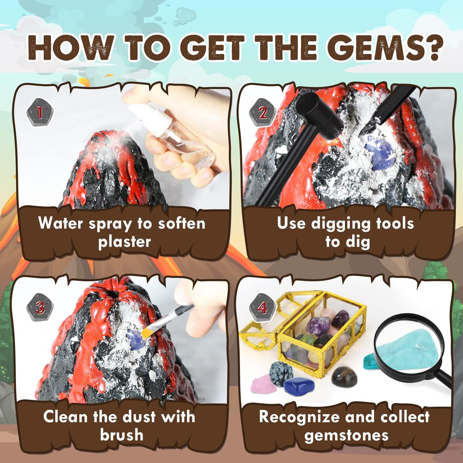 Activity-board  Edelstein-Ausgrabungsset mit 12 Geologie-Steinen, Mineralien-Ausgrabungsset 