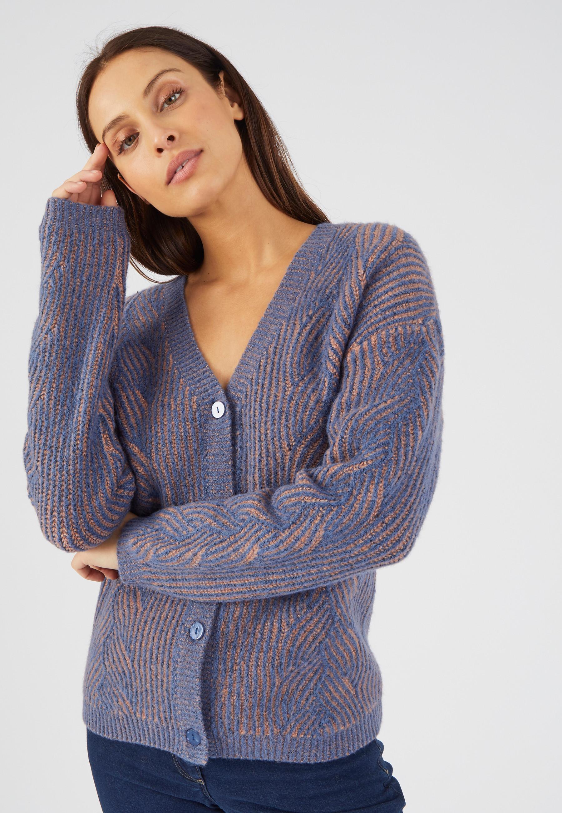 Image of Strickjacke Aus Recycelten Fasern Thermolactyl Damen Blau 38/40