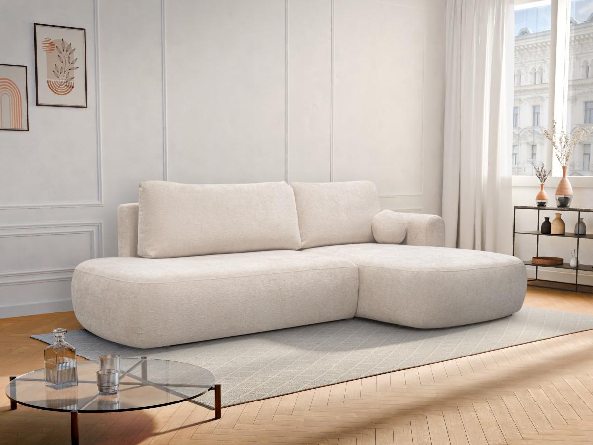 Maison Céphy Ecksofa mit Schlaffunktion - Ecke rechts - Strukturstoff - Beige - BROCARO von Maison Céphy  