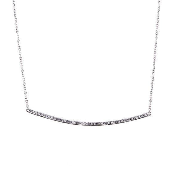 Image of Collier 585/14k Weissgold Diamant 0.22ct. 41 Cm Unisex Silber 41cm